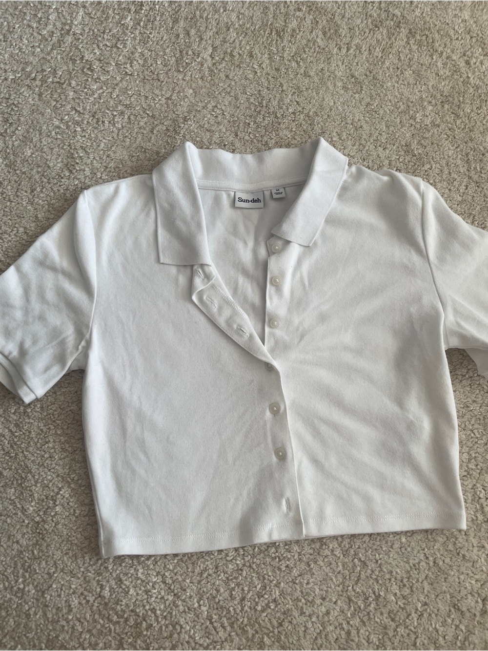 Sunday Best White Cropped Button-Up Top